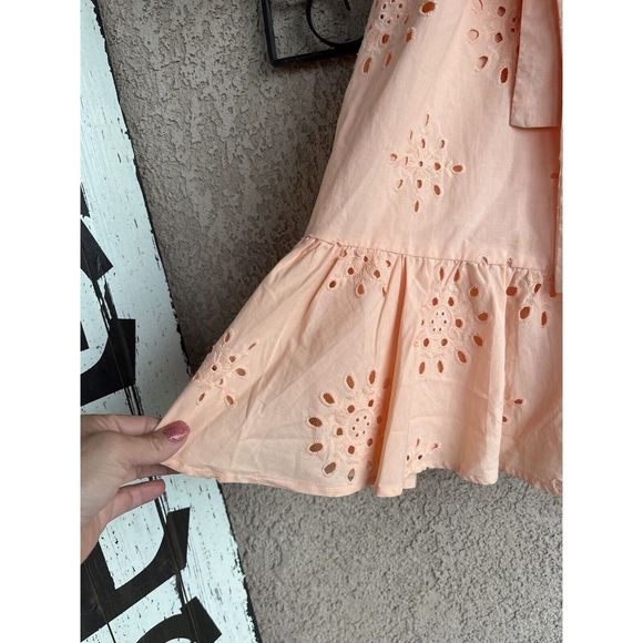1 State Cotton Eyelet Embroidered Dress - Size Small - Peach/ Pink - Picture 5 of 10